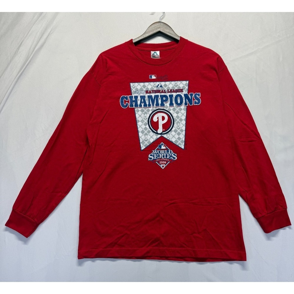 VTG Philadelphia Phillies 2008 Champions Shirt Mens L Red Alstyle Baseball MLB